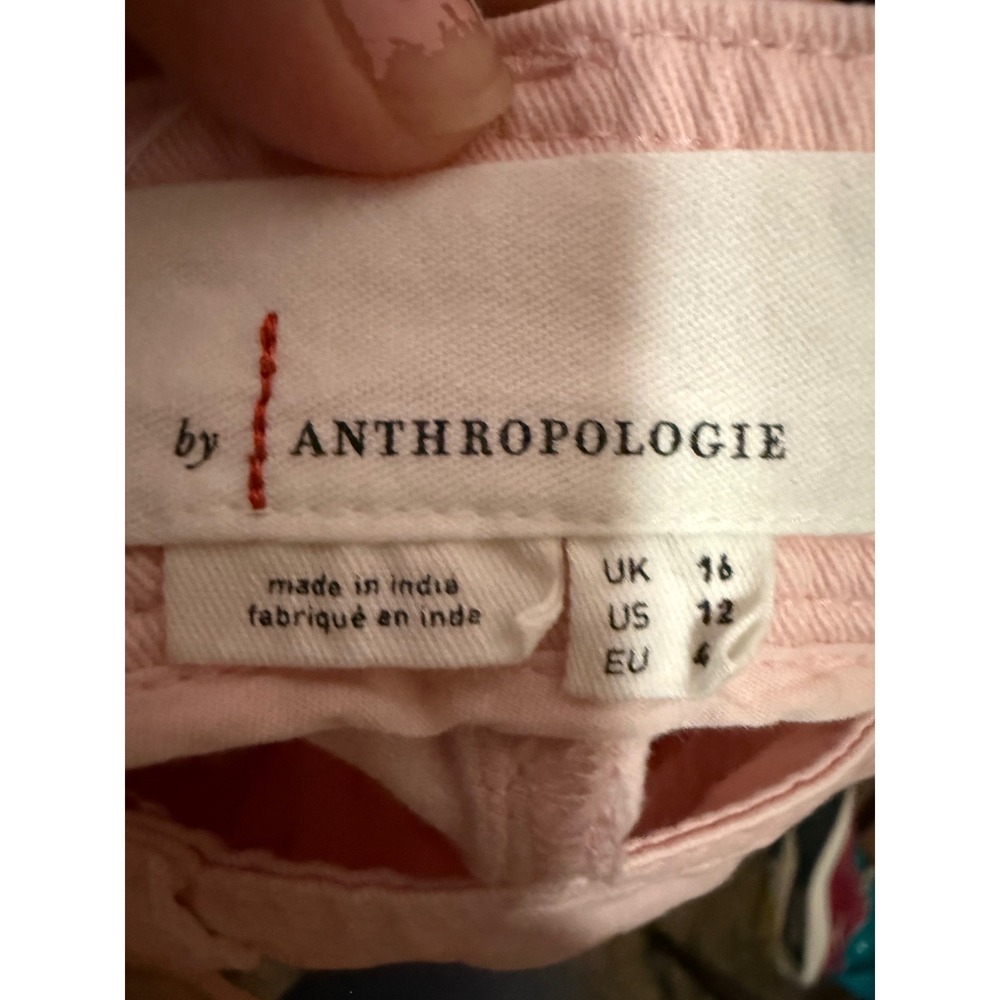 Anthropologie Light Pink Wide‎ Leg  Pants Utility Cotton Twill Trousers - Picture 6 of 6